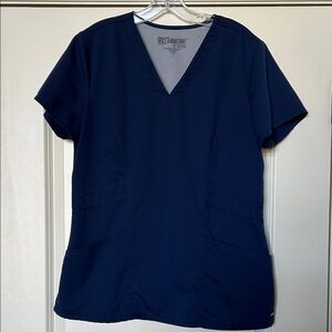 Grey's Anatomy Deep Blue Scrub Top • L
